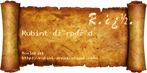 Rubint Árpád névjegykártya