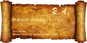 Rubint Árpád névjegykártya
