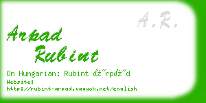 arpad rubint business card